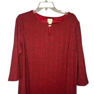 Chicos red tunic shirt dress textured size 2 large